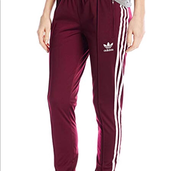 adidas track pants burgundy